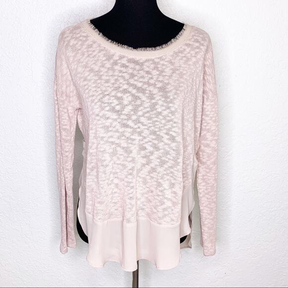 Anthropologie Deletta light pink burnout ruffle bottom top size Small - Picture 1 of 15